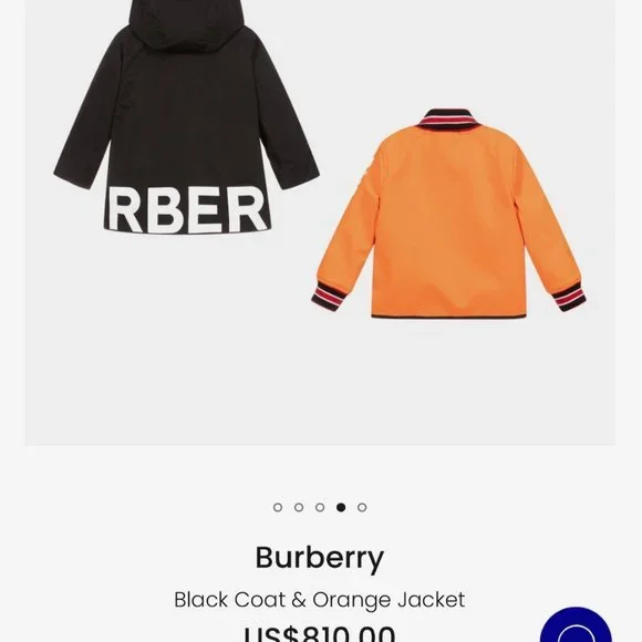 Burberry Kids Layered Logo Print Water Repel Coat Over Orange Logo Bomber Jacket